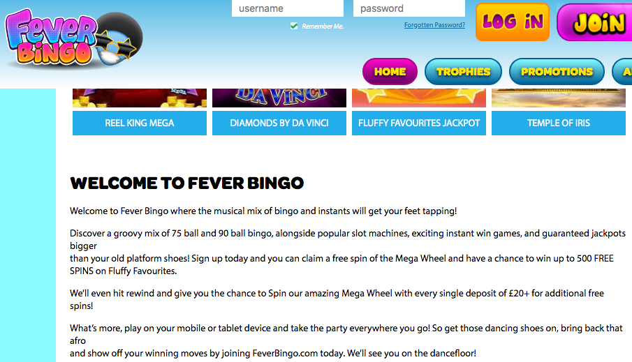 Fever Bingo SISTER SITES
